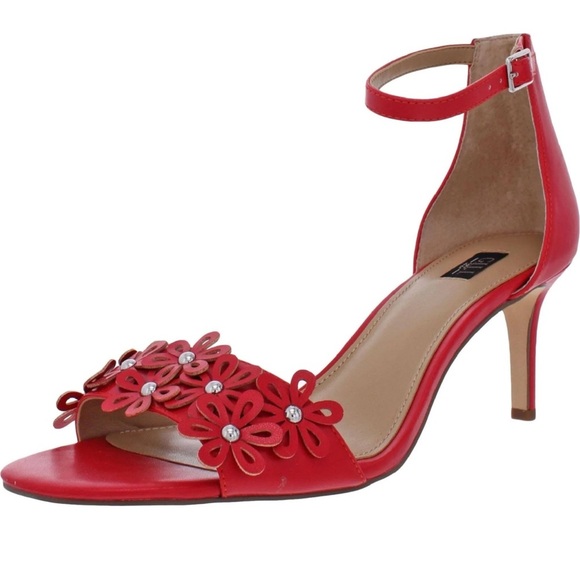 G.I.L.I. Floral Ankle Strap Sandal Gliona Crimson Nappa - Picture 4 of 7